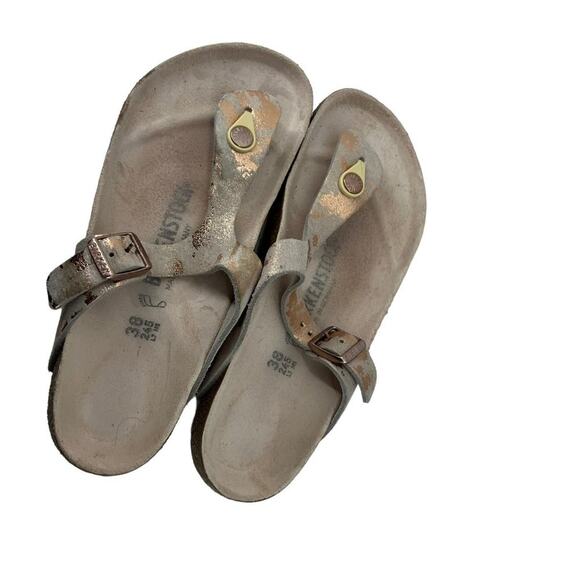 Birkenstock Gizeh Thongs Metallic Rose Leather Shoes Flip Flops Sandals Size 38 - Picture 12 of 12